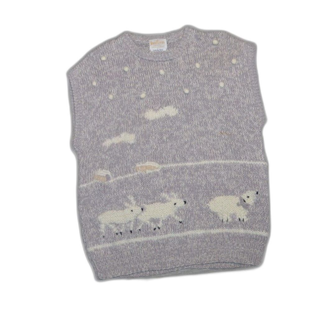 Jantzen 1960s Handknitted Bear Snow Elk Deer Pullover Sweater Vest